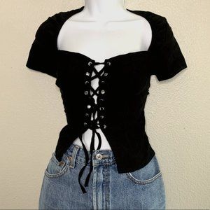 ISO: Esdamier Lace Up Crop Top